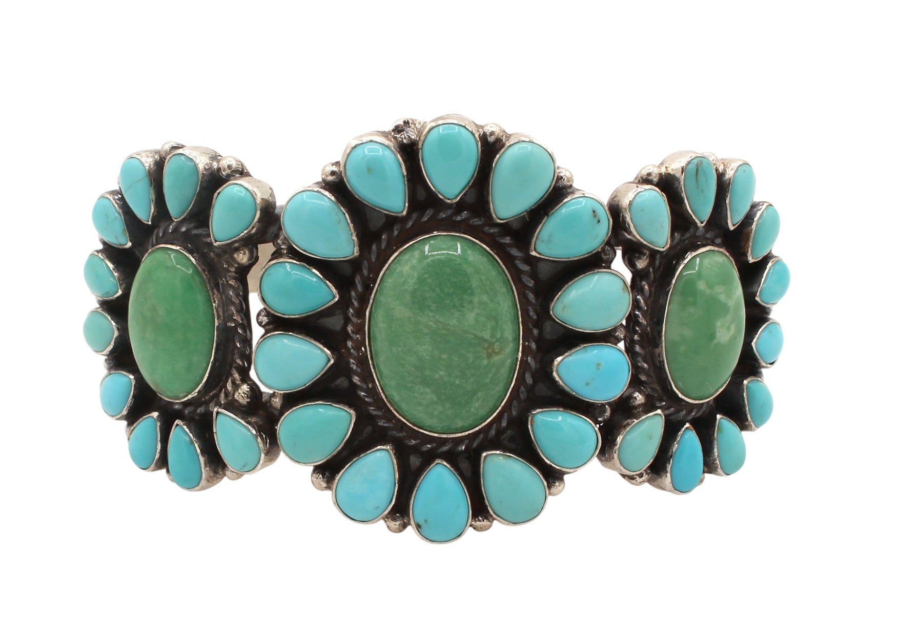 Turquoise Cluster Cuff Bracelet-Jewelry-Don Lucas-Sorrel Sky Gallery
