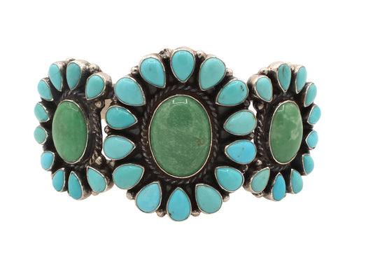 Turquoise Cluster Cuff Bracelet-Jewelry-Don Lucas-Sorrel Sky Gallery
