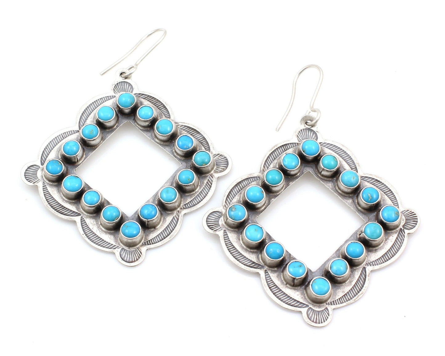 Turquoise Square Earrings-Jewelry-Don Lucas-Sorrel Sky Gallery