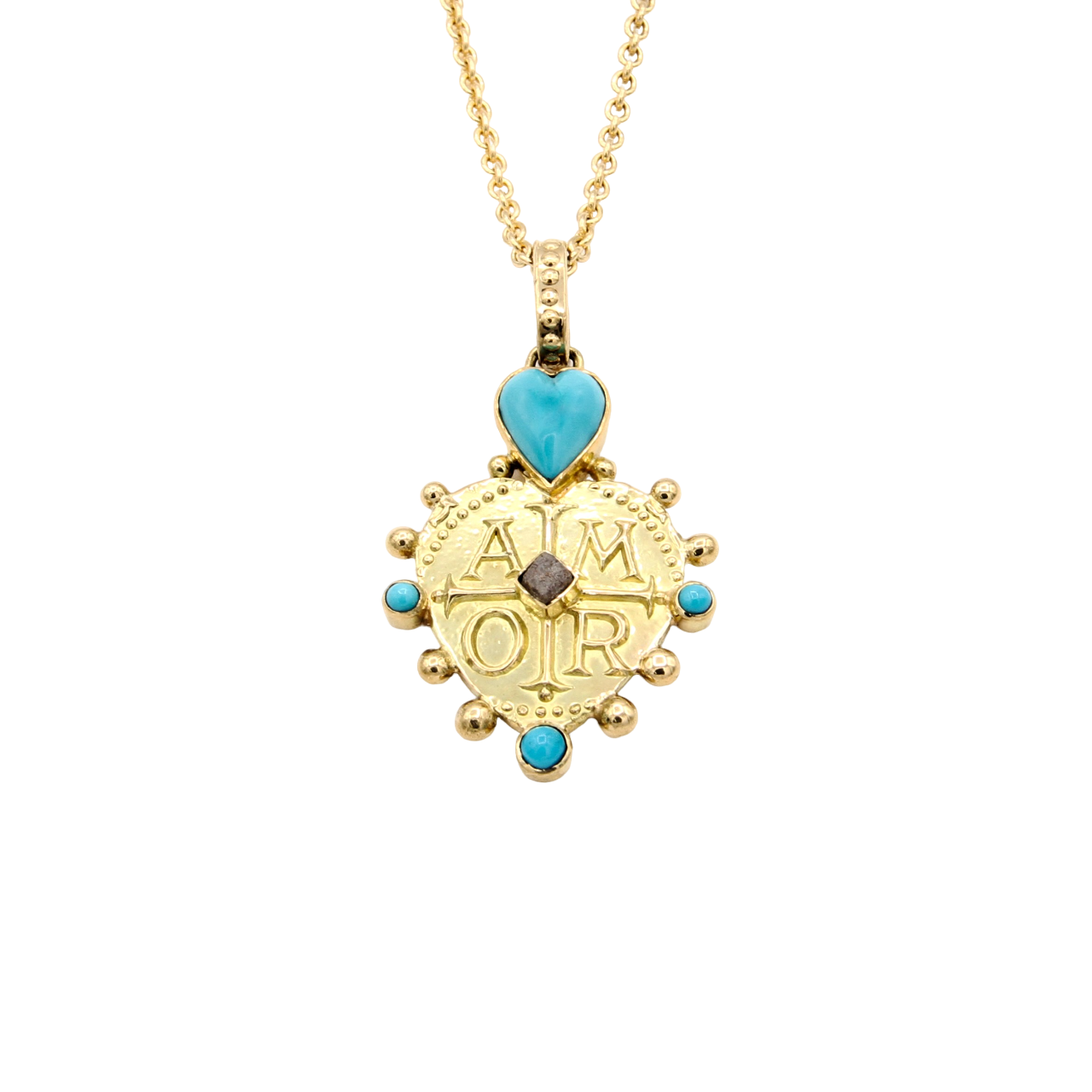 Dali Amour Sun Heart Pendant with McNulty Turquoise-Jewelry-Doug Magnus-Sorrel Sky Gallery