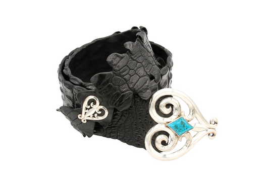 Heart Swirl Buckle with Crocodile Belt-Jewelry-Doug Magnus-Sorrel Sky Gallery