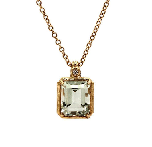 Octagon Green Amethyst Pendant