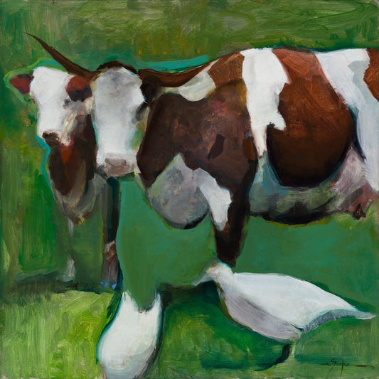 Two Cows, Two Geese-Painting-Elsa Sroka-Sorrel Sky Gallery