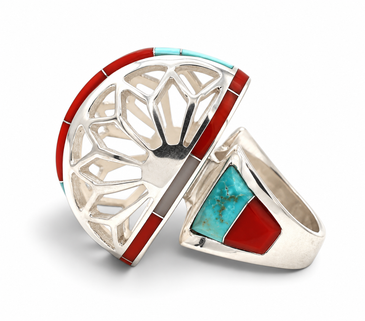 Bell Flakes/High Dome Cocktail Ring-Jewelry-Ben Nighthorse-Sorrel Sky Gallery