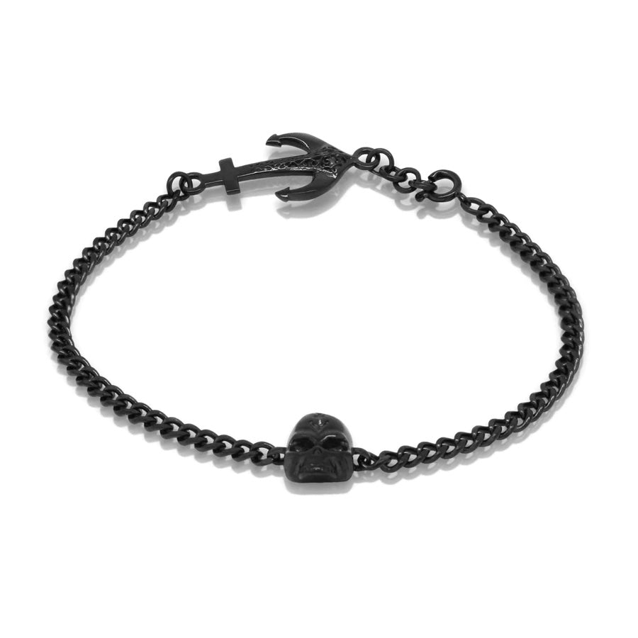 Skull Anchor Bracelet / Black or Silver