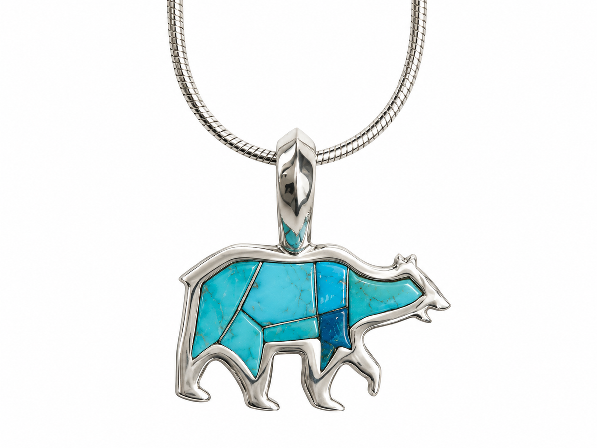 Bear Pendant (Turquoise)-Jewelry-Ben Nighthorse-Sorrel Sky Gallery