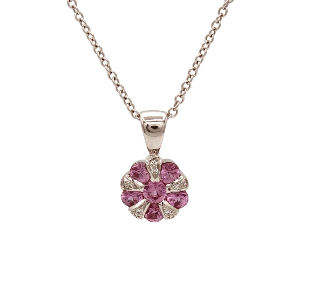 Pink Sapphire Sweet Flower Pendant-Jewelry-Cherie Dori-Sorrel Sky Gallery