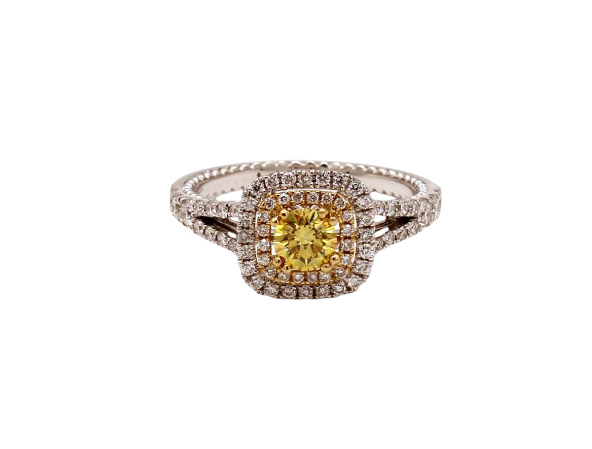 Round Yellow Diamond Halo Ring-Jewelry-Cherie Dori-Sorrel Sky Gallery