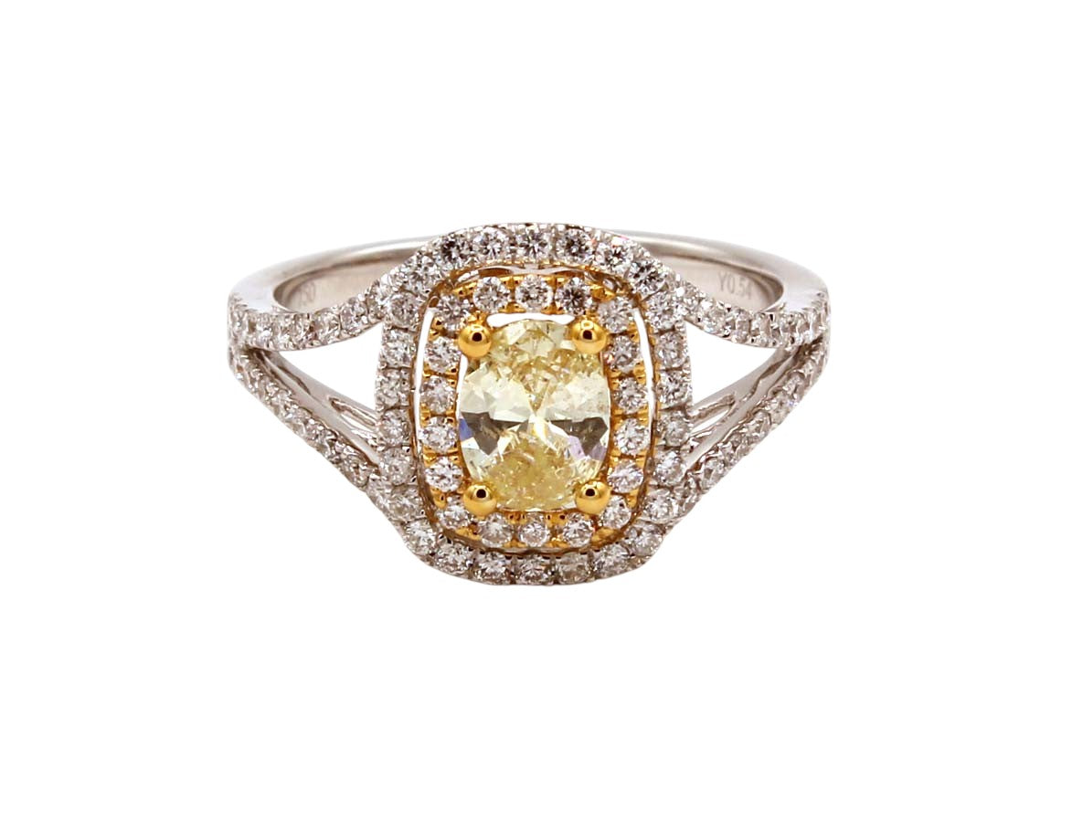 Oval Yellow Diamond Halo Ring-Jewelry-Cherie Dori-Sorrel Sky Gallery