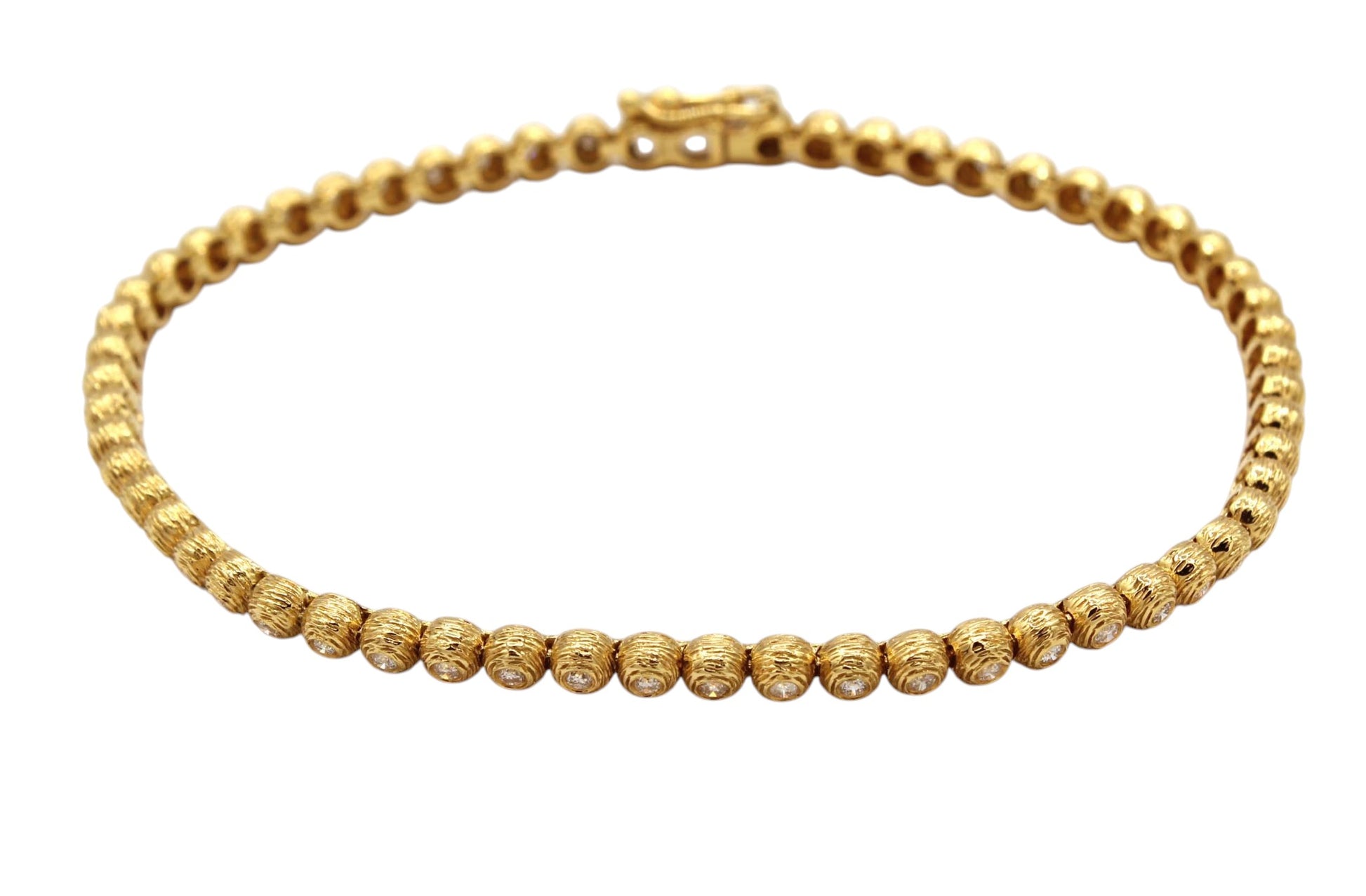 Texture Round Bezel Diamond Bracelet-Jewelry-Cherie Dori-Sorrel Sky Gallery