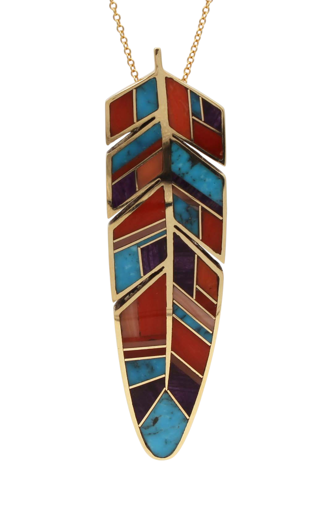 Large Inlaid Feather Pendant-Jewelry-Ray Tracey-Sorrel Sky Gallery