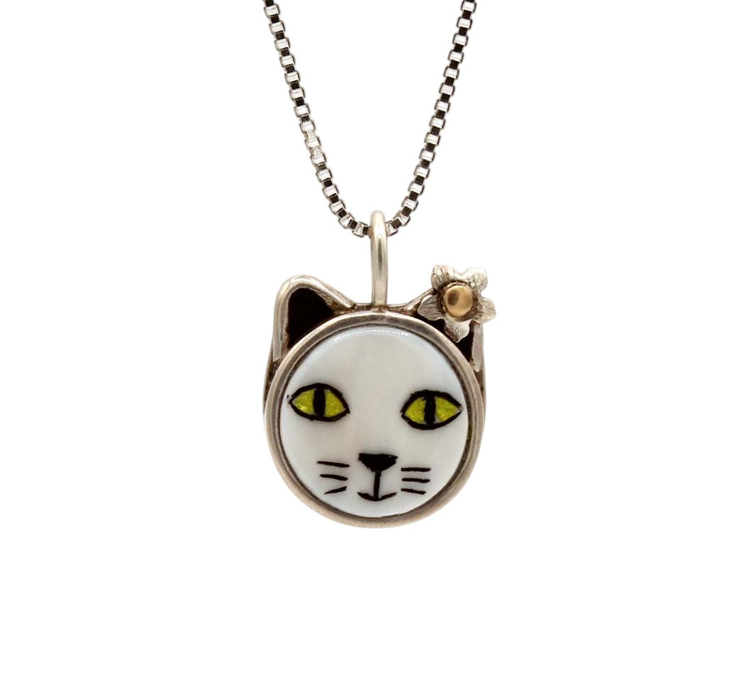 Cat with Green Eyes Pendant-Jewelry-Michelle Tapia-Sorrel Sky Gallery
