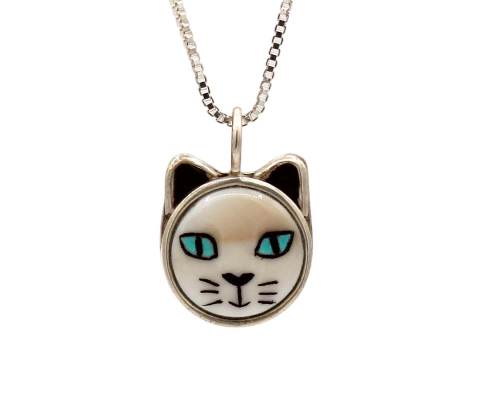Cat with Blue Eyes Pendant-Jewelry-Michelle Tapia-Sorrel Sky Gallery