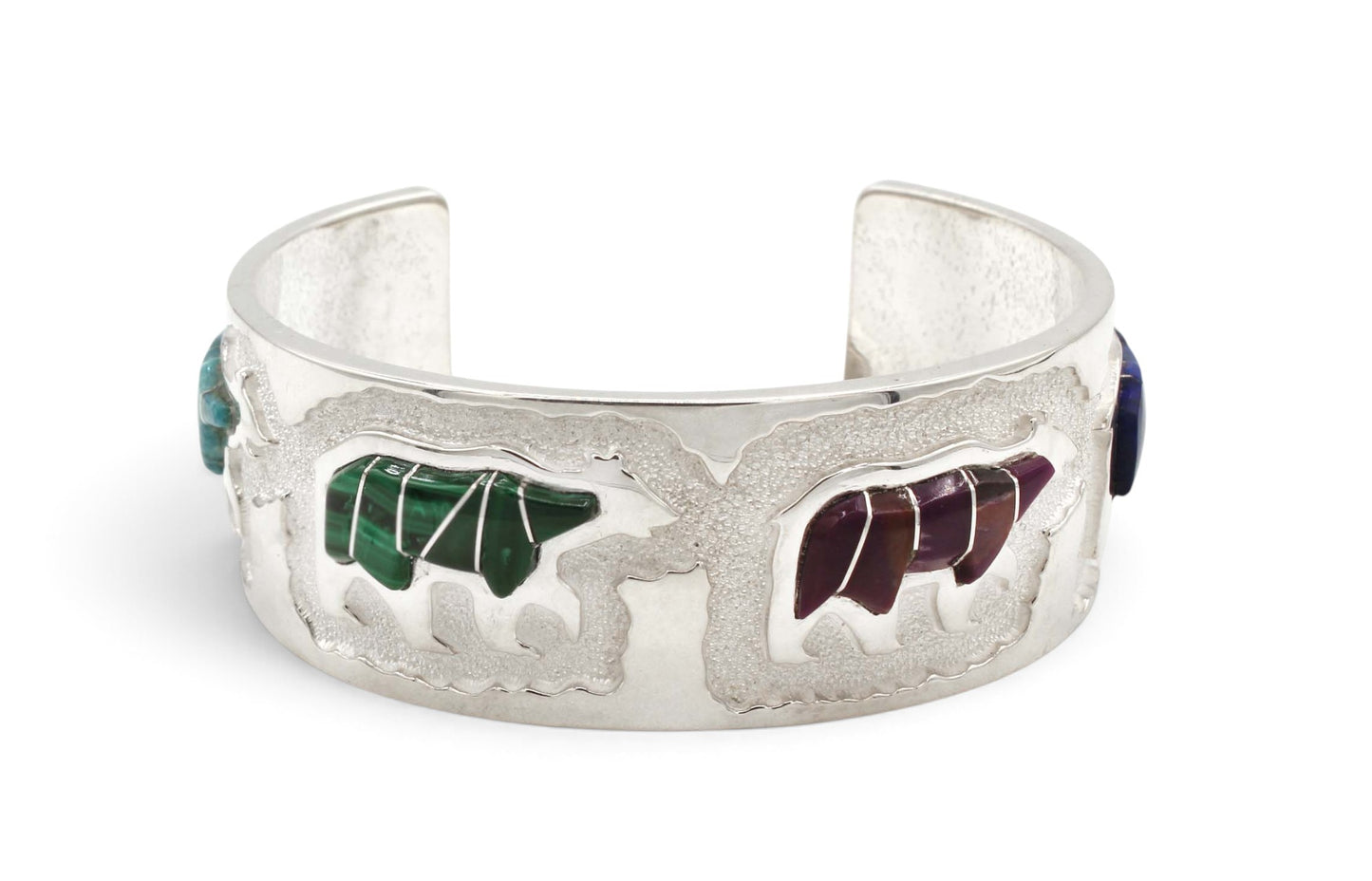 Inlaid Bear Cuff Bracelet-Jewelry-Ben Nighthorse-Sorrel Sky Gallery