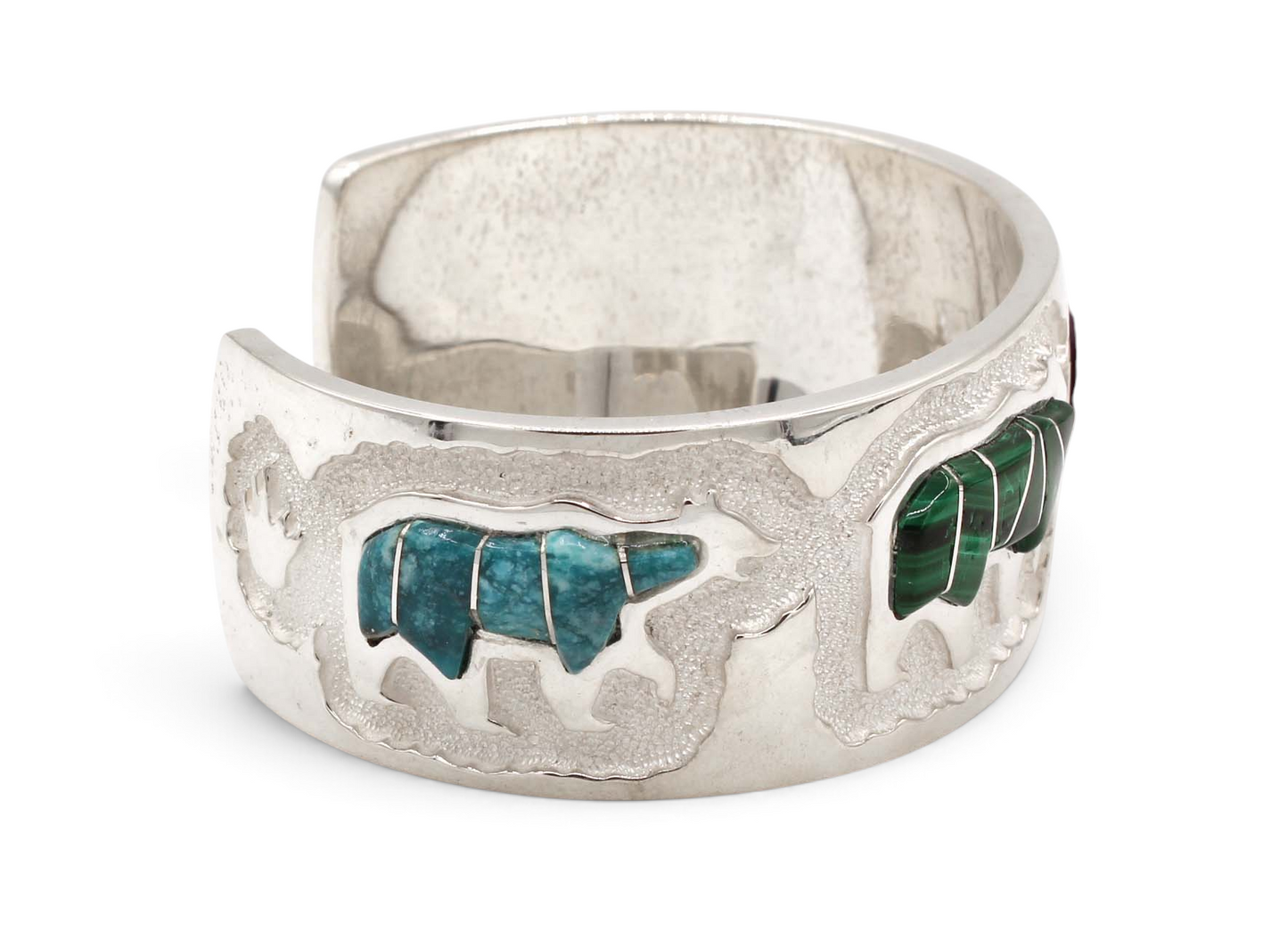 Inlaid Bear Cuff Bracelet-Jewelry-Ben Nighthorse-Sorrel Sky Gallery