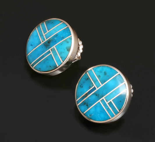 Turquoise Round Stud Earrings-Jewelry-Ray Tracey-Sorrel Sky Gallery