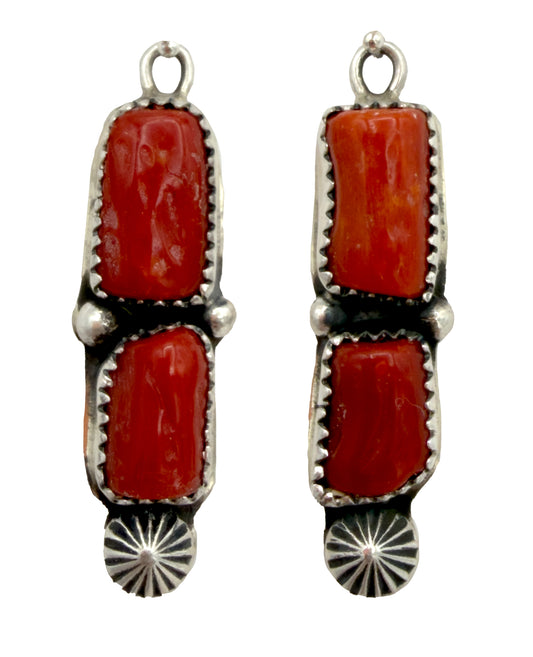 Red Coral Dangle Earrings-Jewelry-Jeanette Dale-Sorrel Sky Gallery