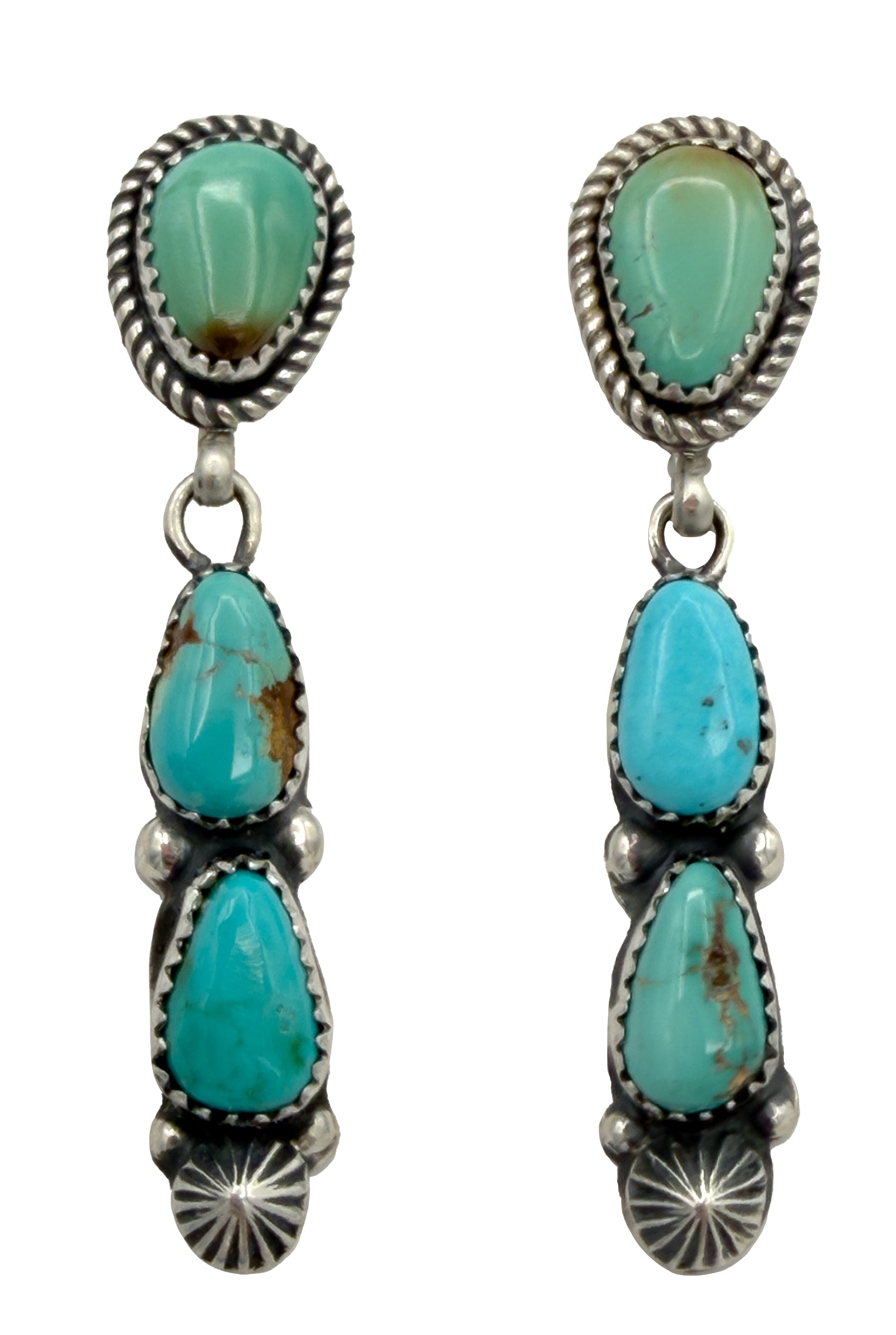Royston 3 Stone Earrings-Jewelry-Jeanette Dale-Sorrel Sky Gallery