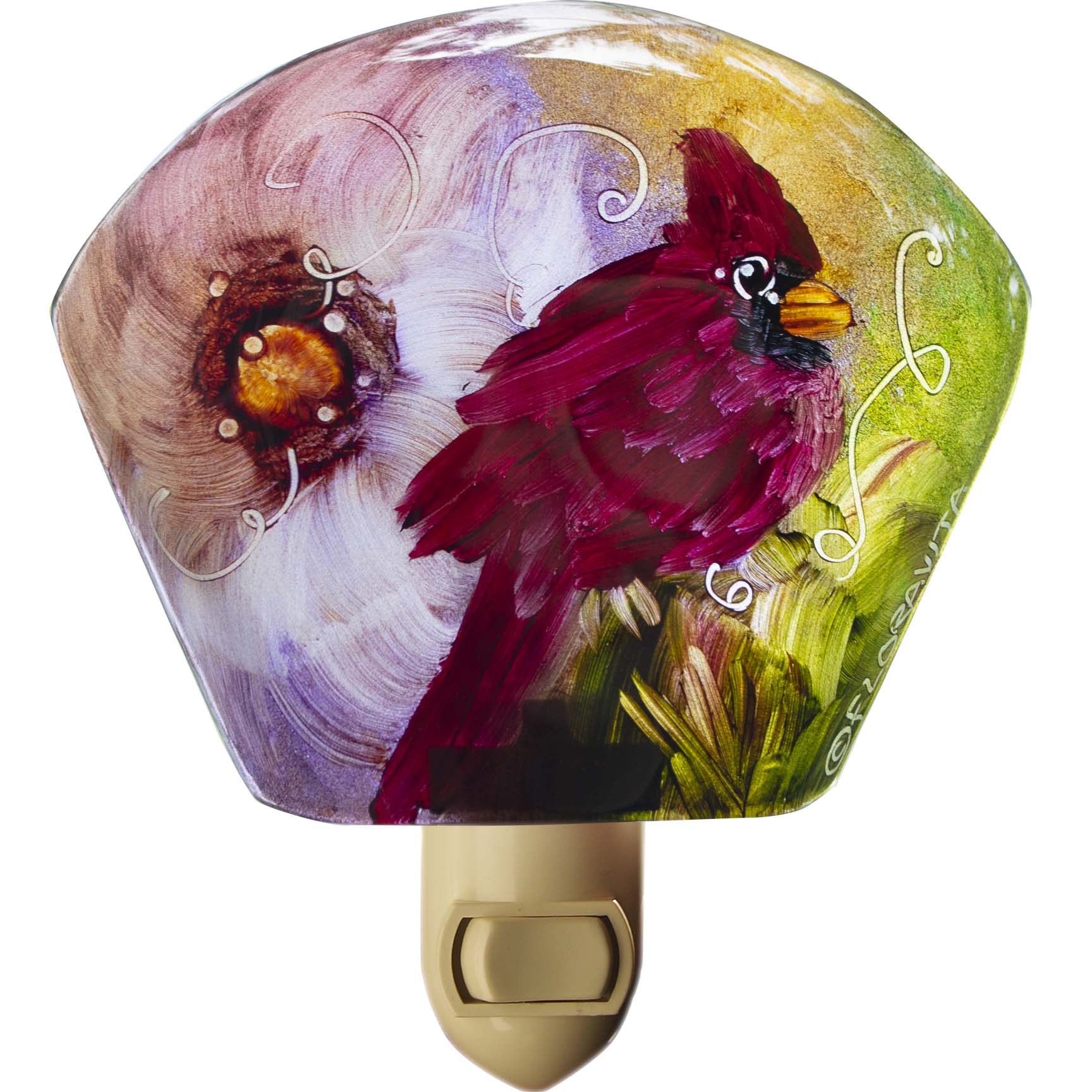 Red Cardinal/Desert Flower Nightlight-Art-Jenny Floravita-Sorrel Sky Gallery