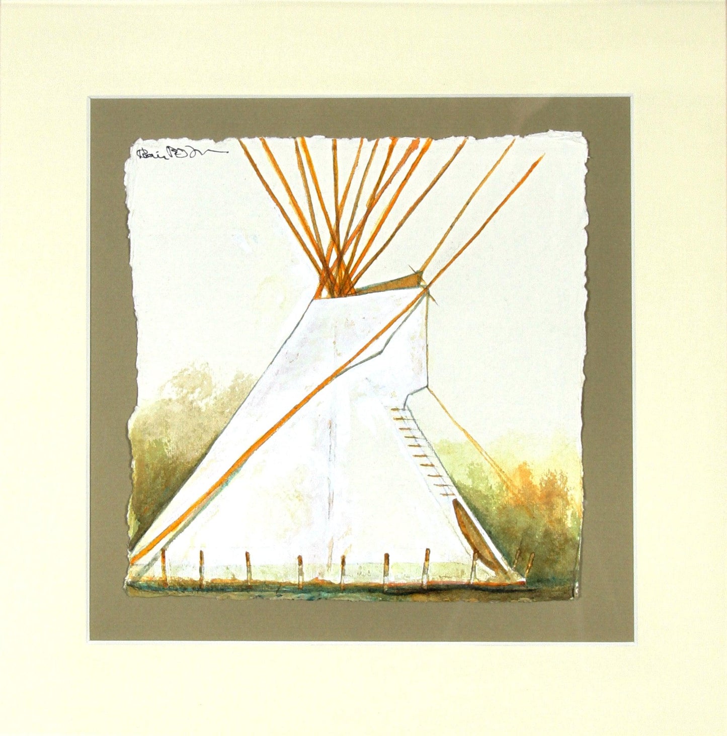 Crow Tipi at the Little Big Horn River-Mixed-Media Original-Kevin Red Star-Sorrel Sky Gallery