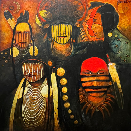 Plains Indian Warriors with War Paint-Painting-Kevin Red Star-Sorrel Sky Gallery