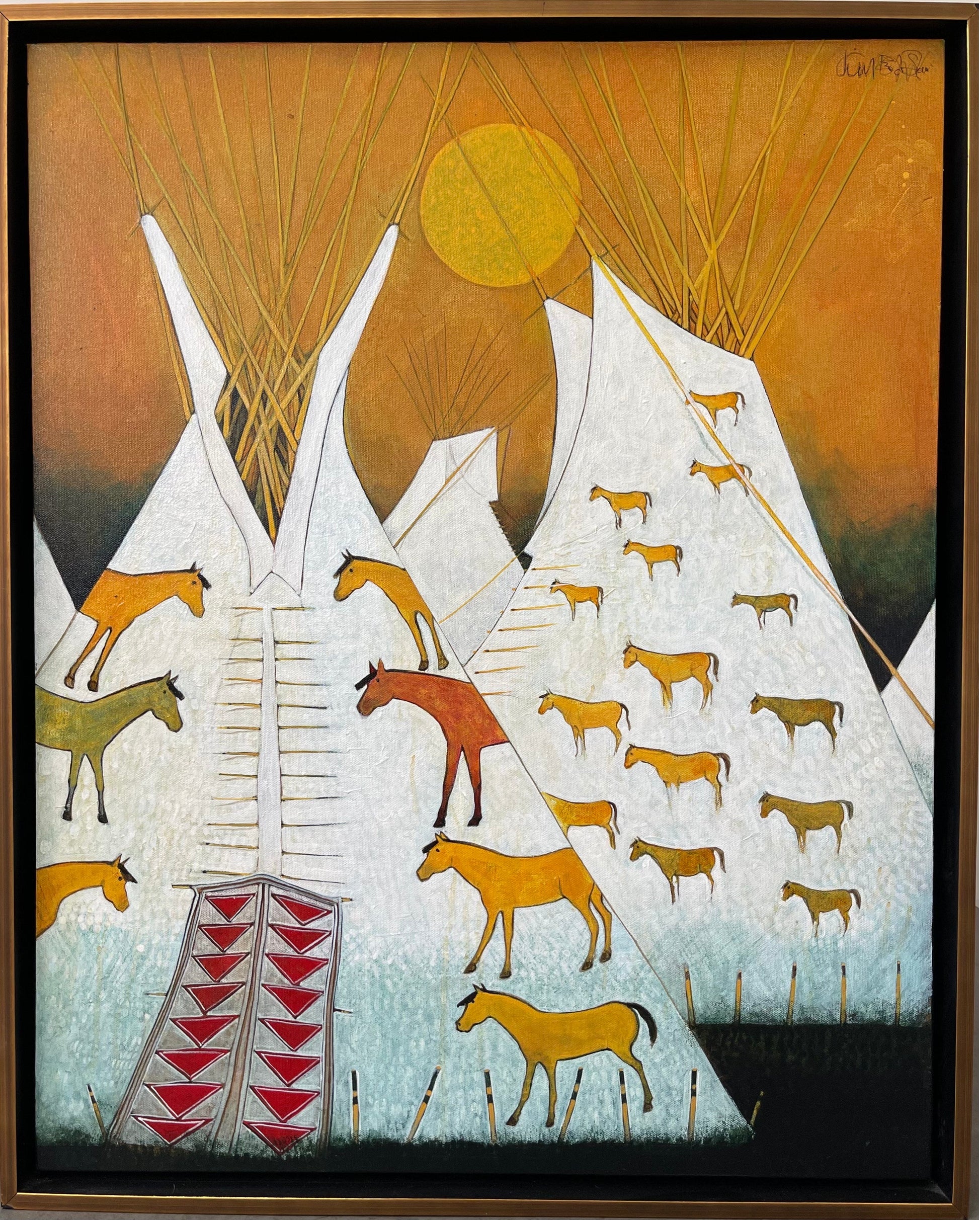 Two Horse Tipis-Painting-Kevin Red Star-Sorrel Sky Gallery