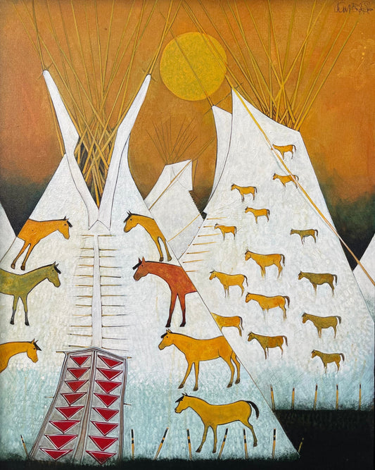 Two Horse Tipis-Painting-Kevin Red Star-Sorrel Sky Gallery