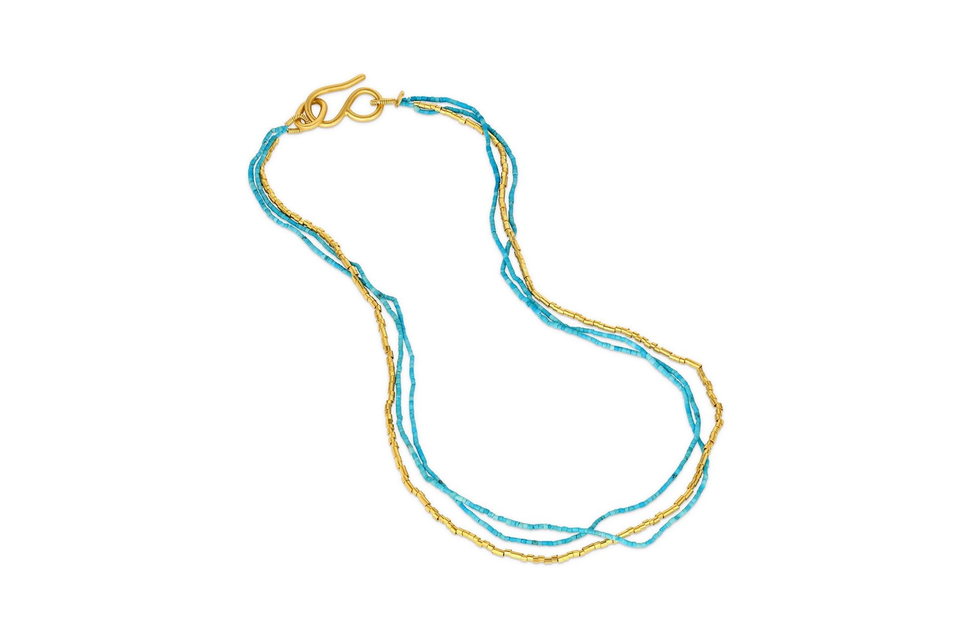 Multi Strand Turquoise and Gold Necklace-Jewelry-Loren Nicole-Sorrel Sky Gallery