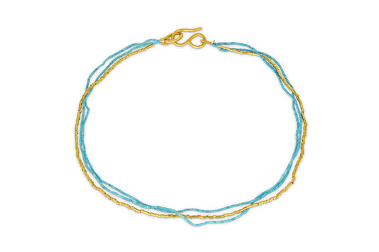 Multi Strand Turquoise and Gold Necklace-Jewelry-Loren Nicole-Sorrel Sky Gallery