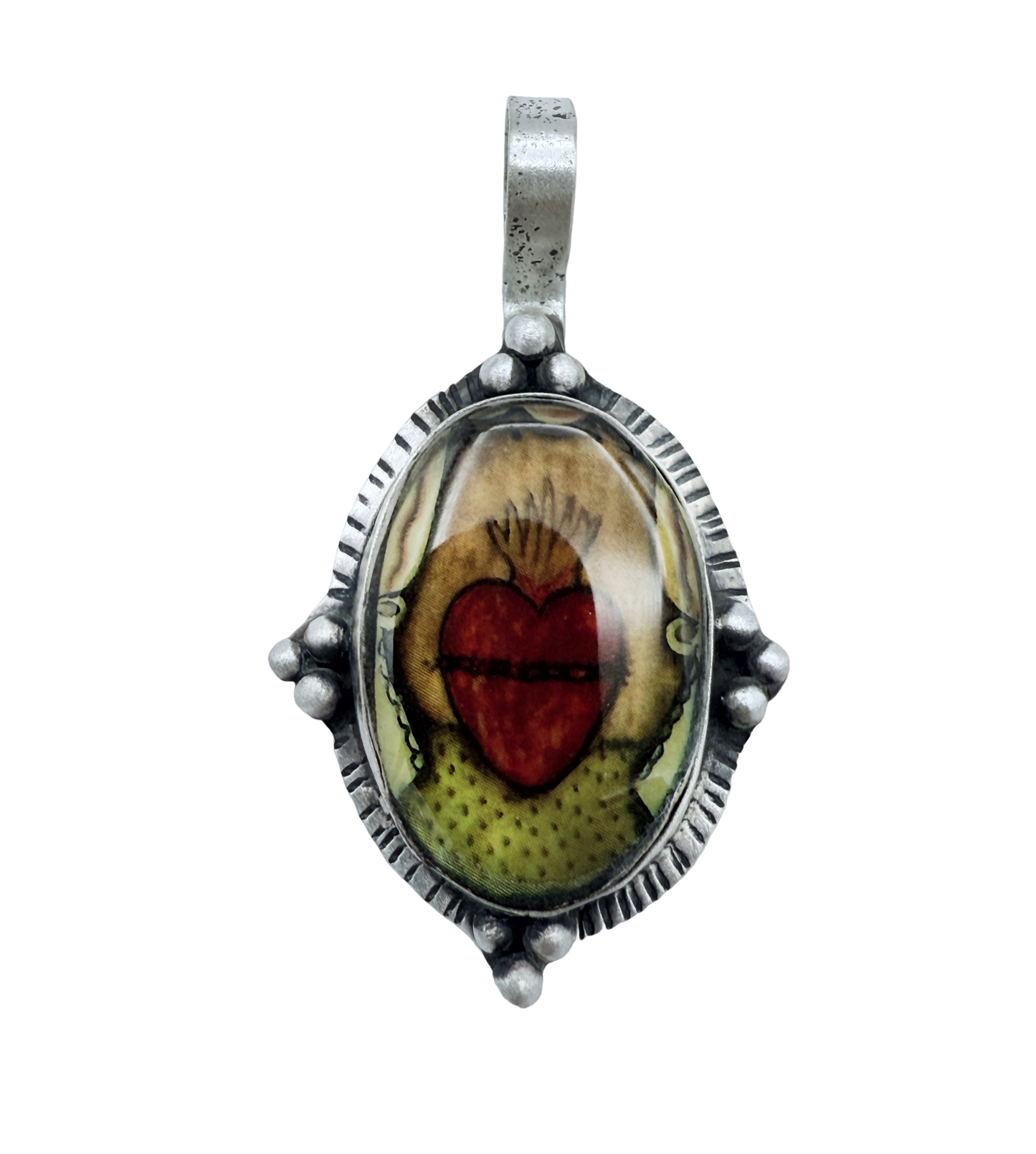 Oval Sacred Heart Pendant-Jewelry-Maria Goler Baca-Sorrel Sky Gallery