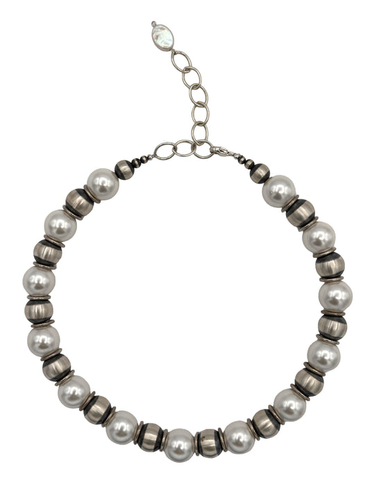 Single Strand Pearl Baca Bead Necklace-Jewelry-Maria Goler Baca-Sorrel Sky Gallery