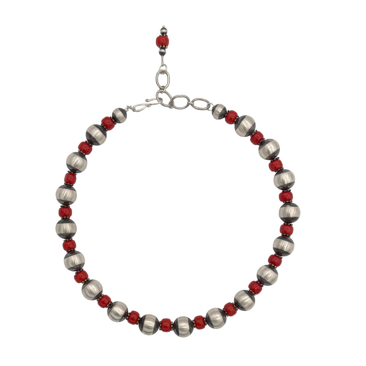 Single Strand Red Baca Bead Necklace-Jewelry-Maria Goler Baca-Sorrel Sky Gallery