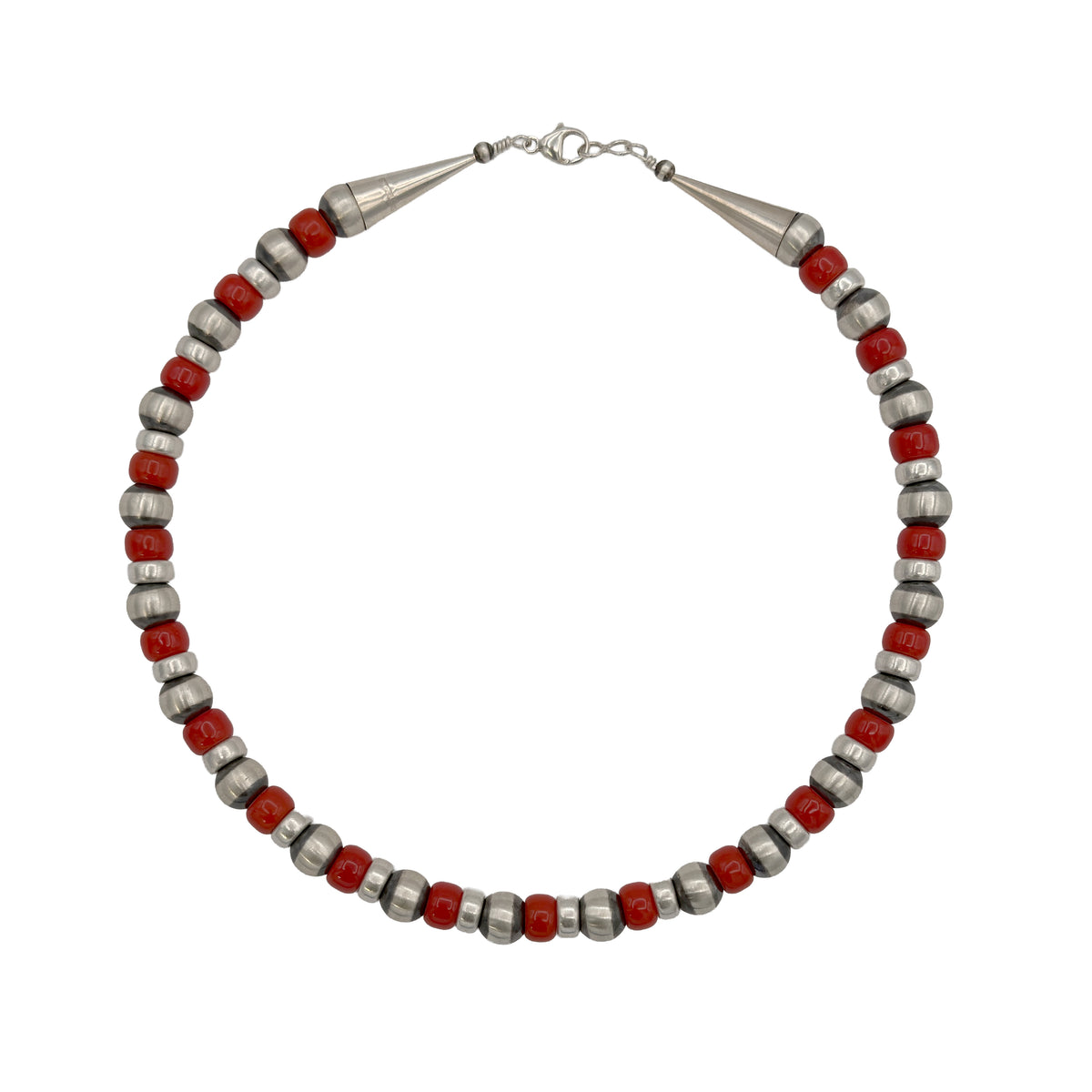 Single Strand Red Baca Bead Necklace-Jewelry-Maria Goler Baca-Sorrel Sky Gallery