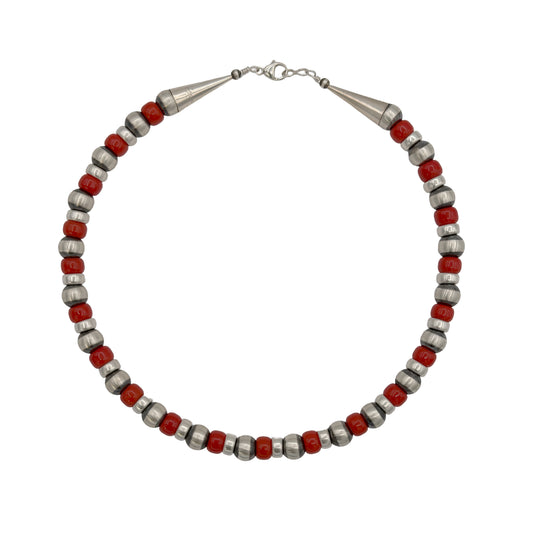 Single Strand Red Baca Bead Necklace-Jewelry-Maria Goler Baca-Sorrel Sky Gallery