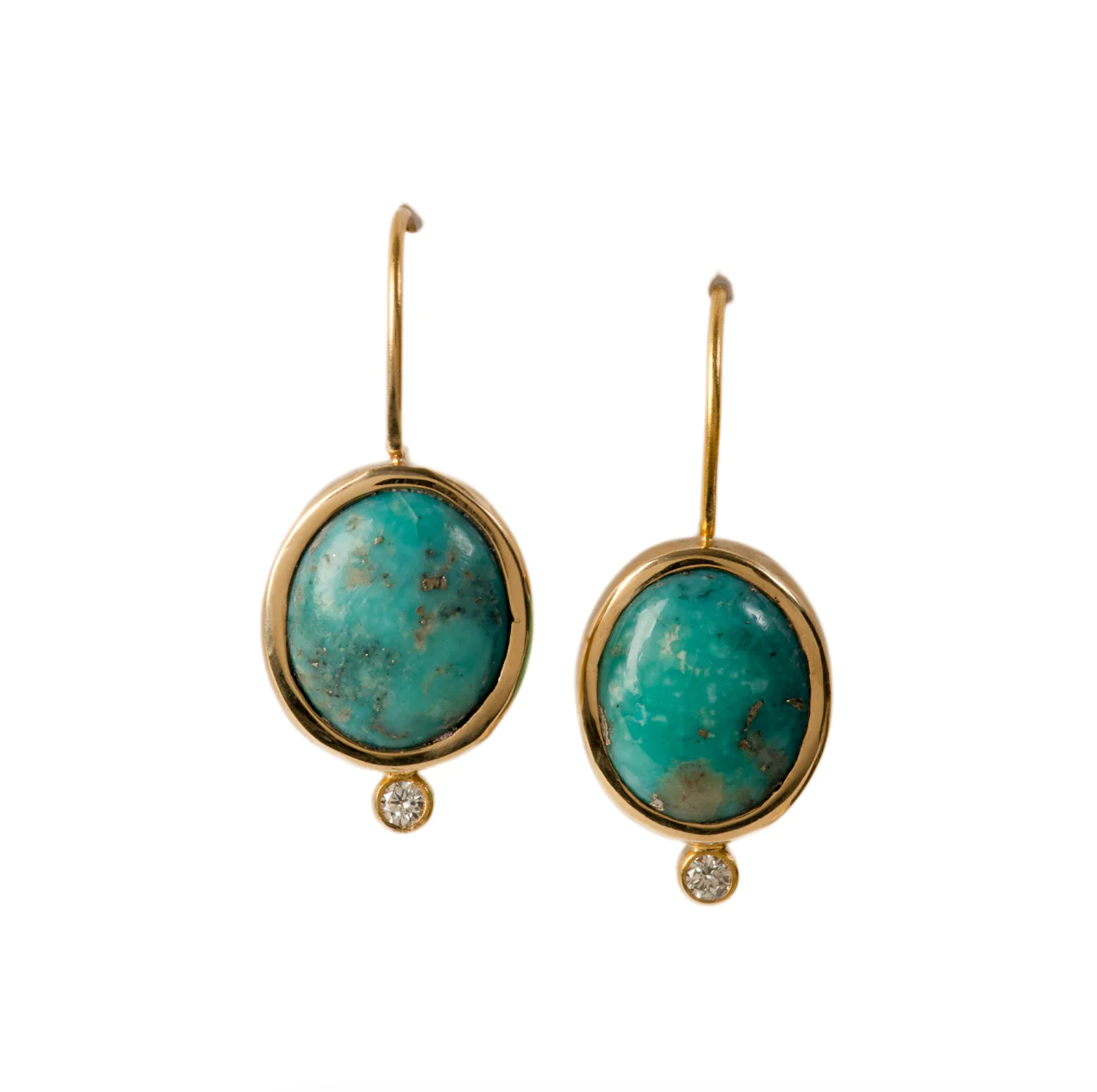 18K Gold Morenci Turquoise Drop Earrings-Jewelry-Maria Samora-Sorrel Sky Gallery