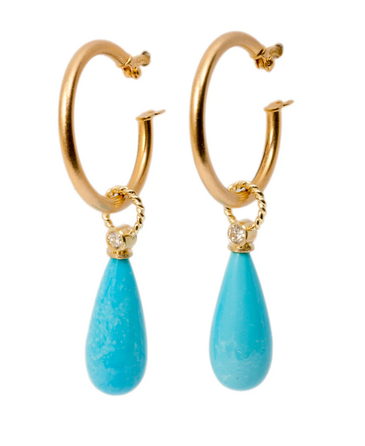 18K Gold Sleeping Beauty Long Briolette Earrings-Jewelry-Maria Samora-Sorrel Sky Gallery