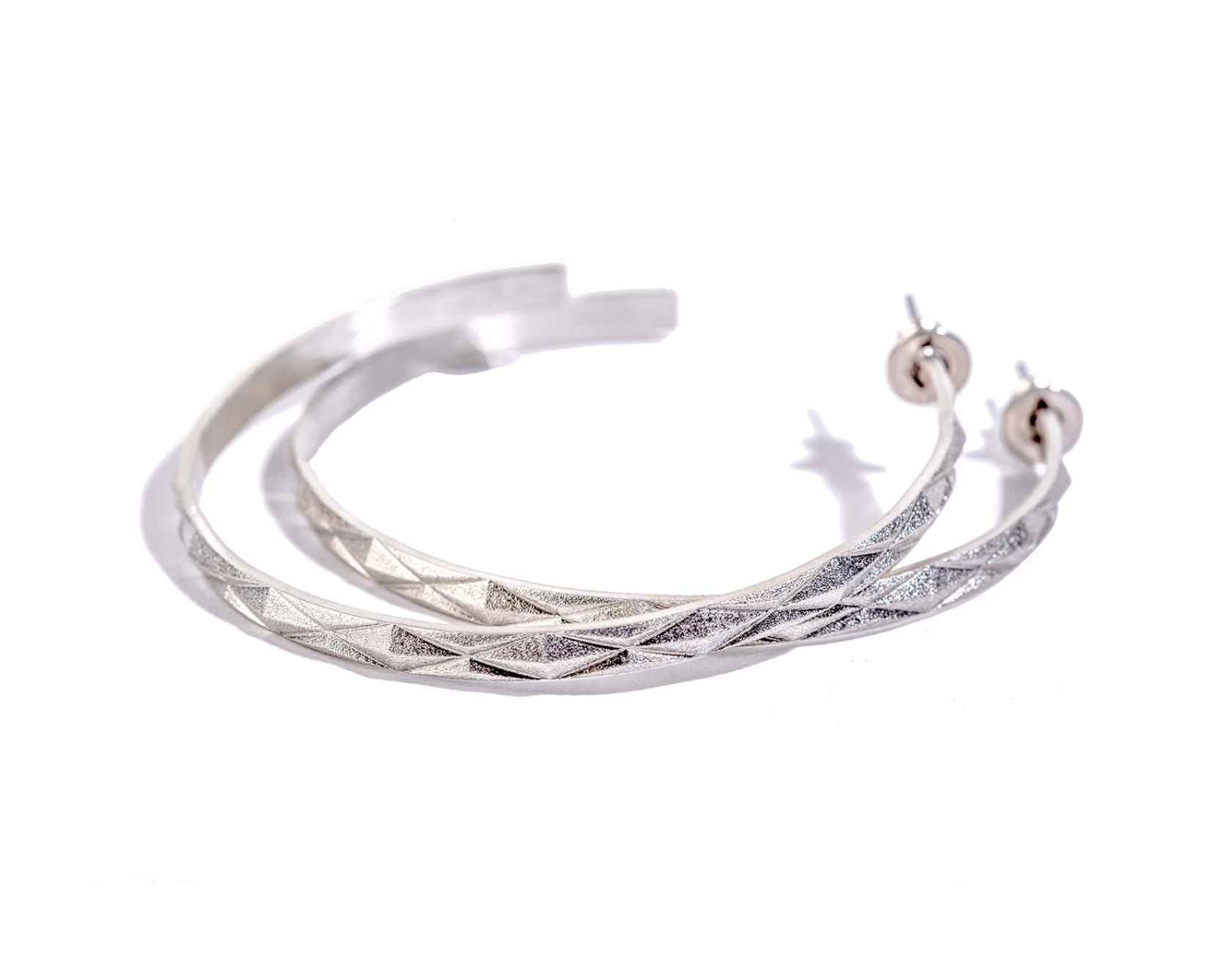 Diamond Peak Narrow Hoop Earrings-Jewelry-Maria Samora-Sorrel Sky Gallery