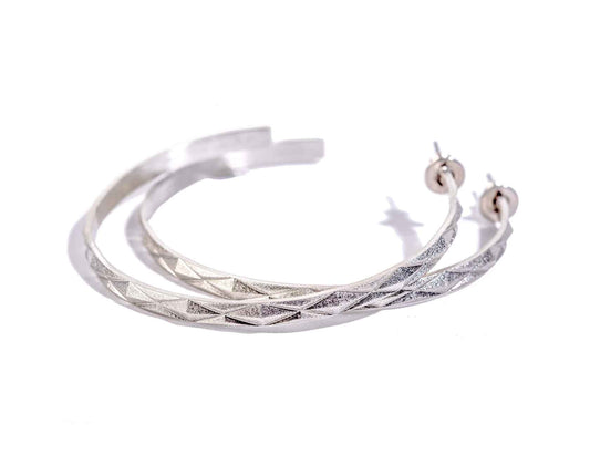 Diamond Peak Narrow Hoop Earrings-Jewelry-Maria Samora-Sorrel Sky Gallery