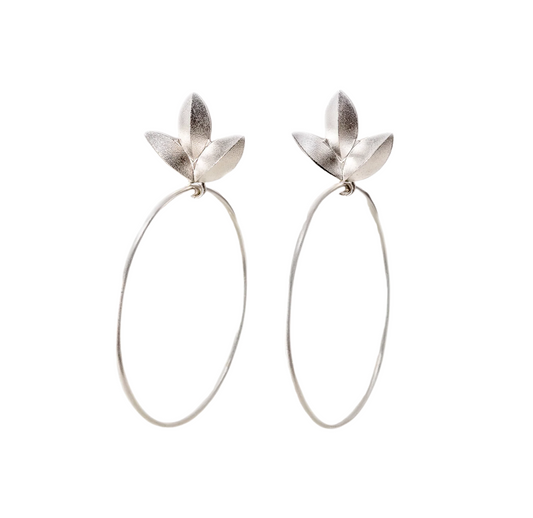 Large Sweet Pea Blossom Hoop Earrings-Jewelry-Maria Samora-Sorrel Sky Gallery