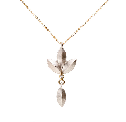 Sweet Pea Blossom Pendant with Diamond-Jewelry-Maria Samora-Sorrel Sky Gallery