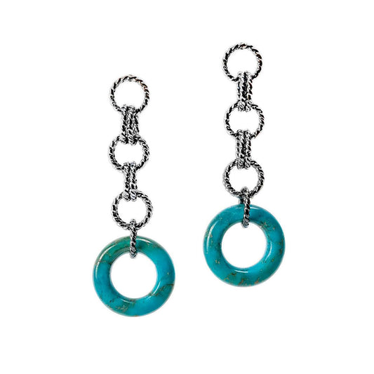 Twist Link Turquoise Earrings-Jewelry-Maria Samora-Sorrel Sky Gallery