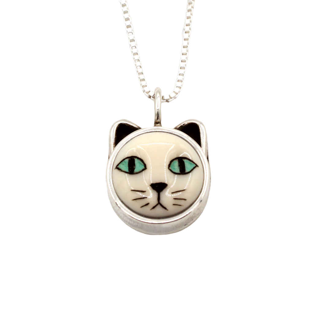 Blue Eyes Cat Pendant-Jewelry-Michelle Tapia-Sorrel Sky Gallery