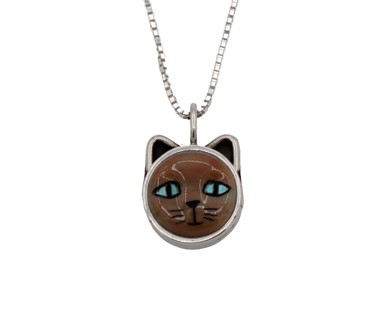 Brown Cat with Blue Eyes Pendant-Jewelry-Michelle Tapia-Sorrel Sky Gallery