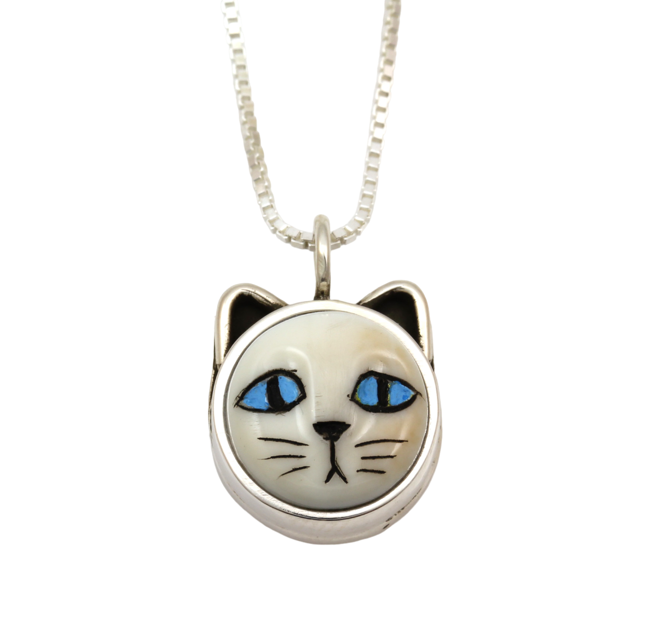Cat Pendant with Blue Eyes-Jewelry-Michelle Tapia-Sorrel Sky Gallery
