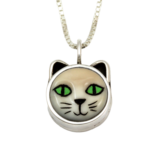 Cat With Green Eyes Pendant-Jewelry-Michelle Tapia-Sorrel Sky Gallery