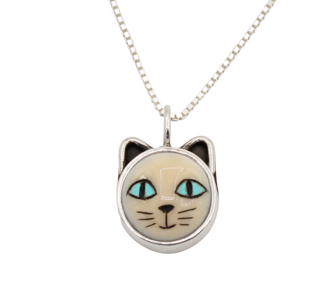 Cat with Blue Eyes Pendant-Jewelry-Michelle Tapia-Sorrel Sky Gallery