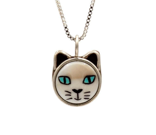 Cat with Blue Eyes Pendant-Jewelry-Michelle Tapia-Sorrel Sky Gallery