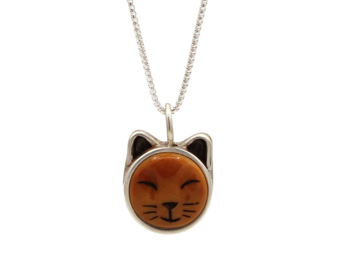 Dark Orange Sleeping Cat Pendant-Jewelry-Michelle Tapia-Sorrel Sky Gallery