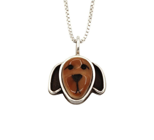 Floppy Dog Pendant (brown)-Jewelry-Michelle Tapia-Sorrel Sky Gallery