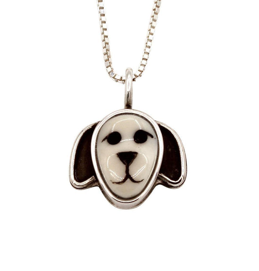 Floppy Dog Pendant (white)-Jewelry-Michelle Tapia-Sorrel Sky Gallery